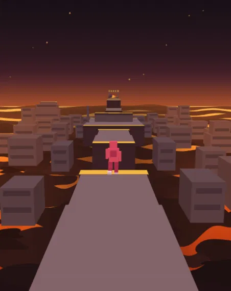 The Rage Quit level over a lava canyon, with the player on a narrow walkway approaching a gap.